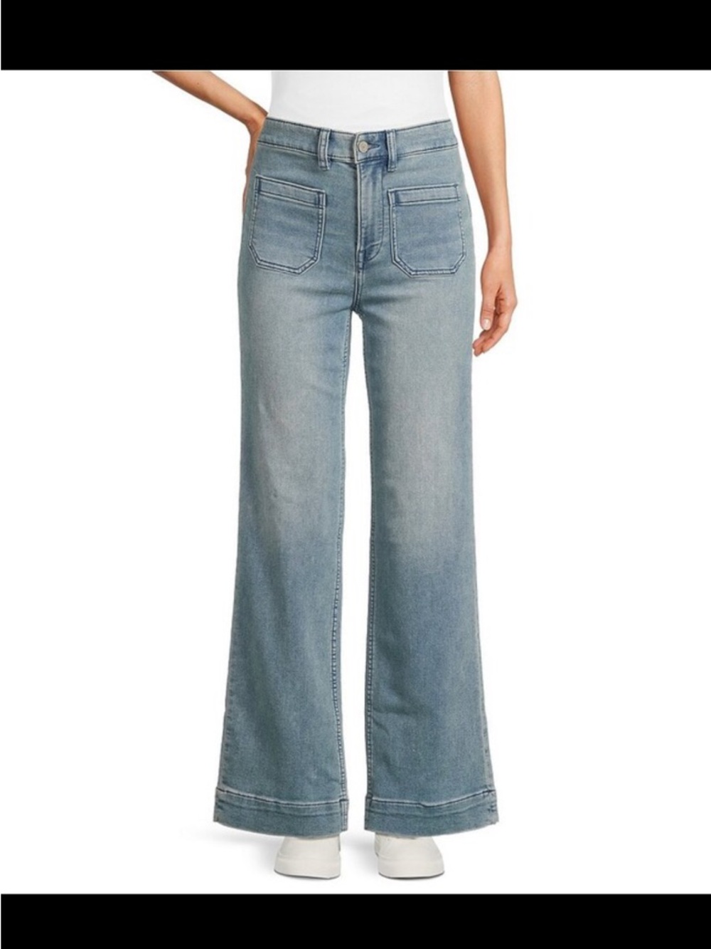 Faherty Stretch Terry High Rise Wide Leg Front Patch Pocket Jeans size 26